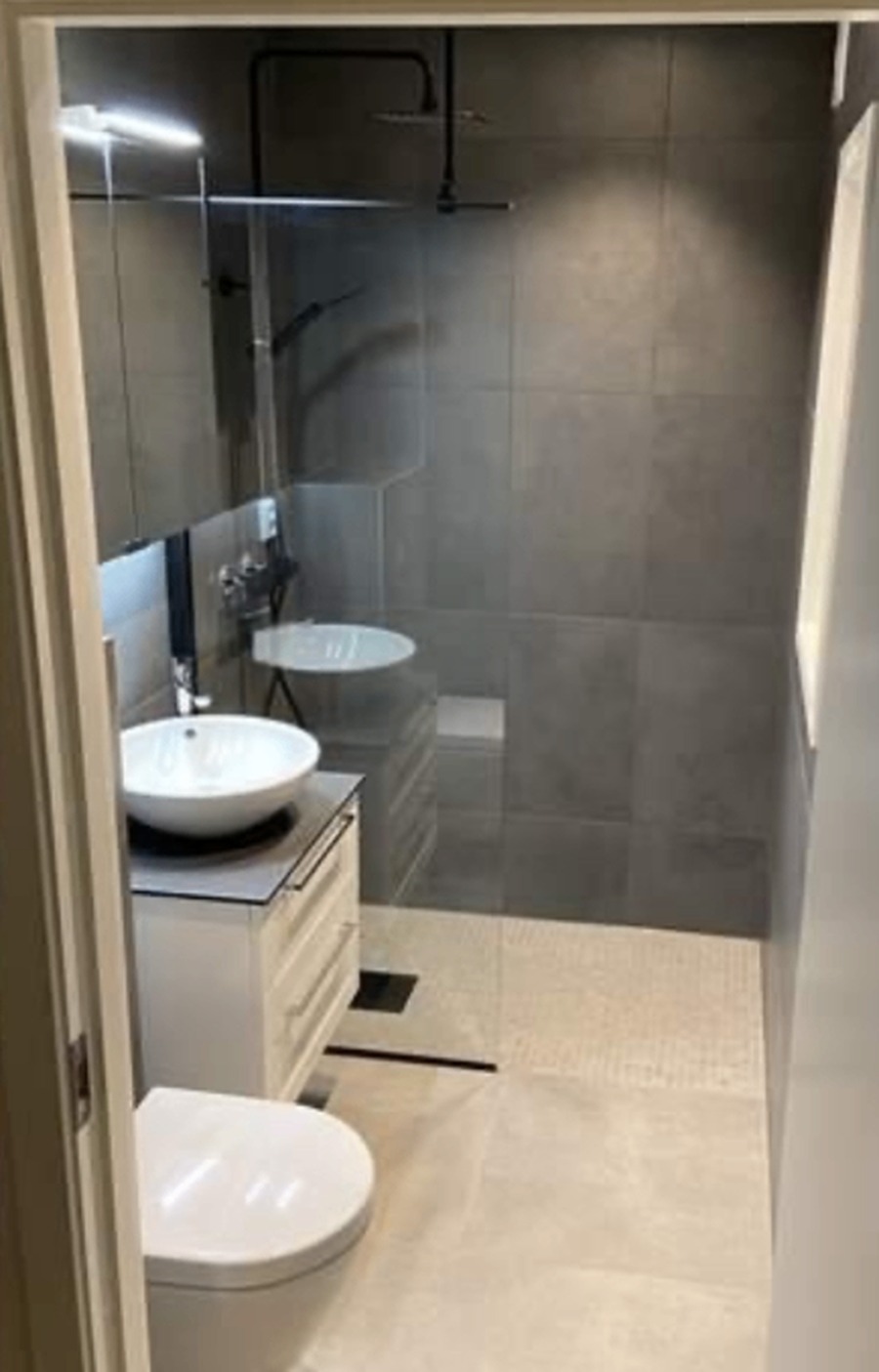 Underfloor heated shower room after