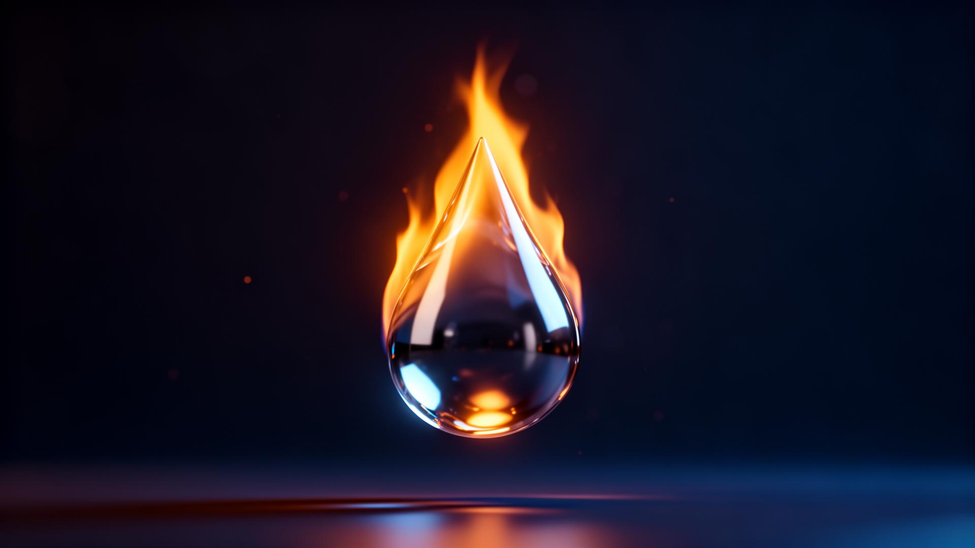3D flame and water droplet